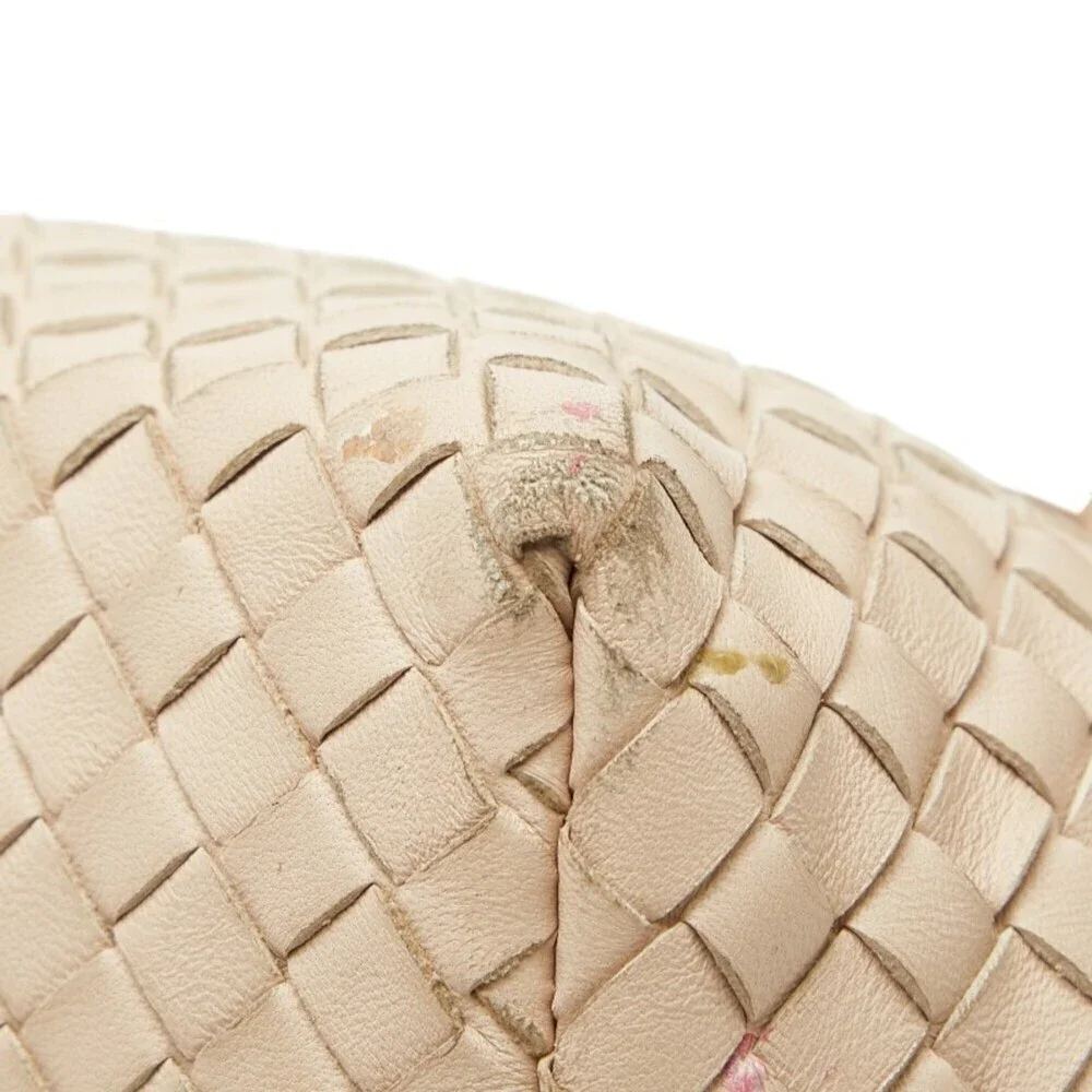 BOTTEGA VENETA Cream Leather Intrecciato Tote Bag